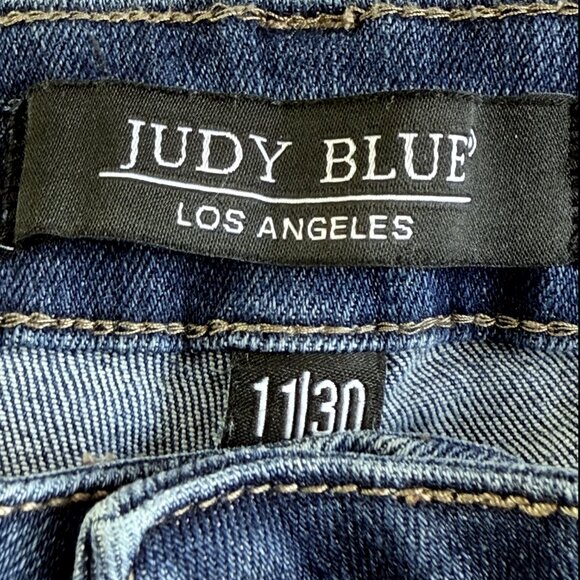 JUDY BLUE  Blue Denim Jeans Trouser Flare Y2K Style Boho 11/300 5 button Fly - Picture 8 of 15